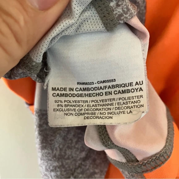 Kid’s Nike Pro Dri-Fit Fitted Athletic T-Shirt Orange & Gray (Large) - Picture 9 of 9